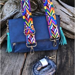 New Small Faux Leather Fold Over Crossbody Wallet Bag Clutch Purse Aztec Strap